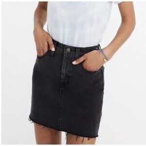 Madewell Skirt Womens Size 26 Black Denim Mini Skirt Pockets Short Casual Ladies